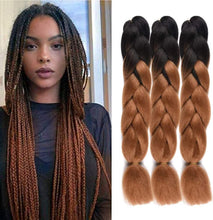 Load image into Gallery viewer, e estelle African braids Hair Extension,Crochet Braiding Hair Extensions Synthetic Braiding Hair High Temperature Synthetic Fiber Yaki Jumbo Braiding Hair (color #2513B, 3pcs)
