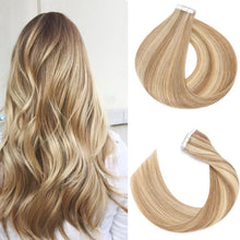 Load image into Gallery viewer, e estelle Nature Hair Extension Tape in,Remy Human Hair Tape In Extention Seamless Skin Weft Straight Real Hair Tape in Extensions (Jet Black 01, 16 in)
