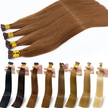 Load image into Gallery viewer, 24 Inch I Tip Hair Extensions Human Hair , Remy Brazilian Virgin Hair Invisible Itip Hair Extensions 100% Real Human Hair Keratin I Tip Pre Bonded Extension 50g/pack (Blonde, 24 in)
