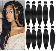 Load image into Gallery viewer, e estelle Braid Stretched Hair Extension Braiding Hair Braid Professional Hair Yaki Synthetic Hair 26 Inch (4pcs/park, black)

