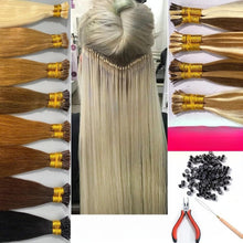 Load image into Gallery viewer, 24 Inch I Tip Hair Extensions Human Hair , Remy Brazilian Virgin Hair Invisible Itip Hair Extensions 100% Real Human Hair Keratin I Tip Pre Bonded Extension 50g/pack (Blonde, 24 in)
