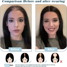 Load image into Gallery viewer, Nature Hair Toppers for Women,Real Human Hair Pieces for Lady with Thinning Hair, Nature Hair Patch with Bangs Clip in Hair Extensions -أغطية شعر طبيعية للنساء ذوات الشعر الرقيق
