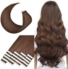 Load image into Gallery viewer, e estelle Nature Hair Extension Tape in,Remy Human Hair Tape In Extention Seamless Skin Weft Straight Real Hair Tape in Extensions (Jet Black 01, 16 in)
