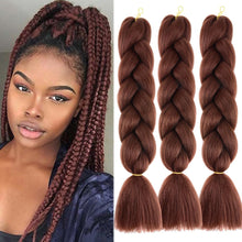 Load image into Gallery viewer, e estelle African braids Hair Extension,Crochet Braiding Hair Extensions Synthetic Braiding Hair High Temperature Synthetic Fiber Yaki Jumbo Braiding Hair (color #2513B, 3pcs)
