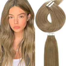 Load image into Gallery viewer, e estelle Nature Hair Extension Tape in,Remy Human Hair Tape In Extention Seamless Skin Weft Straight Real Hair Tape in Extensions (Jet Black 01, 16 in)
