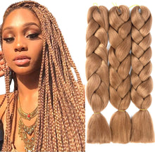 Load image into Gallery viewer, e estelle African braids Hair Extension,Crochet Braiding Hair Extensions Synthetic Braiding Hair High Temperature Synthetic Fiber Yaki Jumbo Braiding Hair (color #2513B, 3pcs)
