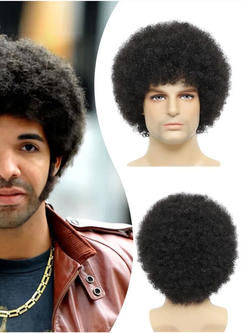 Masquerade Men's Costume Wig Headgear Explosive Fluffy Curly Hairpiece with 16cm Length Heat Resistant Fiber Material for Stylish and Durable Wear Ideal Party Prop for Unforgettable Events
