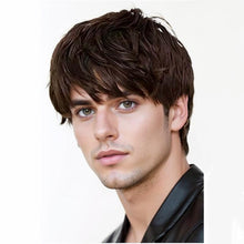 Load image into Gallery viewer, Men&#39;s Short Wigs - Heat-Resistant Matte Fiber Wigs for Daily Use, Natural Look with Voluminous Curly Styles (Short Wavy, Side/Straight Bangs)
