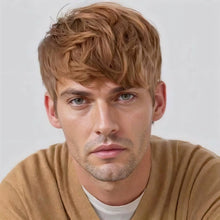 Load image into Gallery viewer, Men&#39;s Short Wigs - Heat-Resistant Matte Fiber Wigs for Daily Use, Natural Look with Voluminous Curly Styles (Short Wavy, Side/Straight Bangs)
