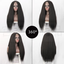 Load image into Gallery viewer, 假发欧美女士前蕾丝Yaki假发中分长直发小蕾丝化纤发头套外贸wigs
