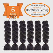 Load image into Gallery viewer, Eestelle 6 Packs Ombre Jumbo Braiding Hair Extensions 24 Inch High Temperature Synthetic Fiber Hair Extensions 6 عبوات من وصلات الشعر المضفرة الجامبو أومبير أومبير 24 بوصة وصلات شعر من الألياف الاصطناعية بدرجة حرارة عالية
