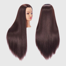 Load image into Gallery viewer, Mannequin Head Hair Styling Training Head Manikin Cosmetology Doll Head Synthetic Fiber Hair and Free Clamp Holder رأس عارضة أزياء رأس التدريب على تصفيف الشعر مانيكين التجميل دمية رأس شعر من الألياف الاصطناعية وحامل مشبك مجاني
