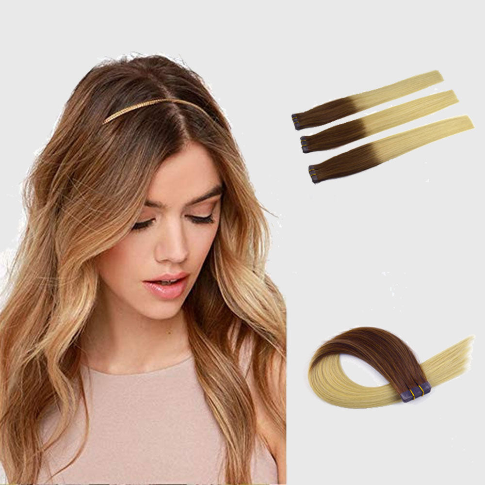 European Style  Seamless Human Hair Tape In Omber  4/613#    شريط شعر بشري غير ملحوم على النمط الأوروبي في أومبر 4/613 #