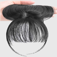 Load image into Gallery viewer, Estelle 3D Large Hair Bangs Clip 100 Natural Human Faux Bangs Clip on Bangs for Daily Wear Lightly Curved Black مشبك الانفجارات الكبيرة ثلاثية الأبعاد من Estelle ، 100 غرة طبيعية بشرية ، مشبك على الانفجارات للارتداء اليومي باللون الأسود المنحني قليلاً
