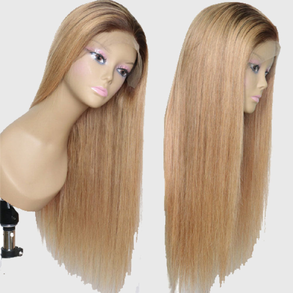 Human Hair Straight Fashion Hair T4/27# Wig   شعر بشري مستقيم أزياء شعر T4 / 27 # شعر مستعار