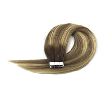 Load image into Gallery viewer, Seamless Tape In Human Hair Extension Dark Brown- Color4T8P22     شريط غير ملحوم في وصلات شعر بشري بني غامق اللون 4T8P22
