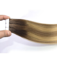 Load image into Gallery viewer, Seamless Tape In Human Hair Extension Dark Brown- Color4T8P22     شريط غير ملحوم في وصلات شعر بشري بني غامق اللون 4T8P22
