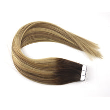Load image into Gallery viewer, Seamless Tape In Human Hair Extension Dark Brown- Color4T8P22     شريط غير ملحوم في وصلات شعر بشري بني غامق اللون 4T8P22

