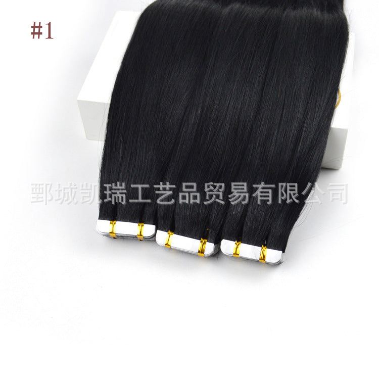 真人发假发PU发片#1hair extension胶片贴片human hair straight