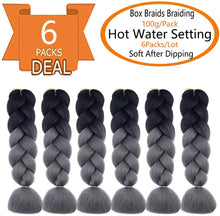 Load image into Gallery viewer, Eestelle 6 Packs Ombre Jumbo Braiding Hair Extensions 24 Inch High Temperature Synthetic Fiber Hair Extensions 6 عبوات من وصلات الشعر المضفرة الجامبو أومبير أومبير 24 بوصة وصلات شعر من الألياف الاصطناعية بدرجة حرارة عالية
