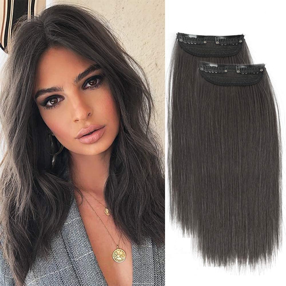 Estelle Clips-In Synthetic Short Straight Hair Piece Invisible for Thinning Hair 2 Pieces