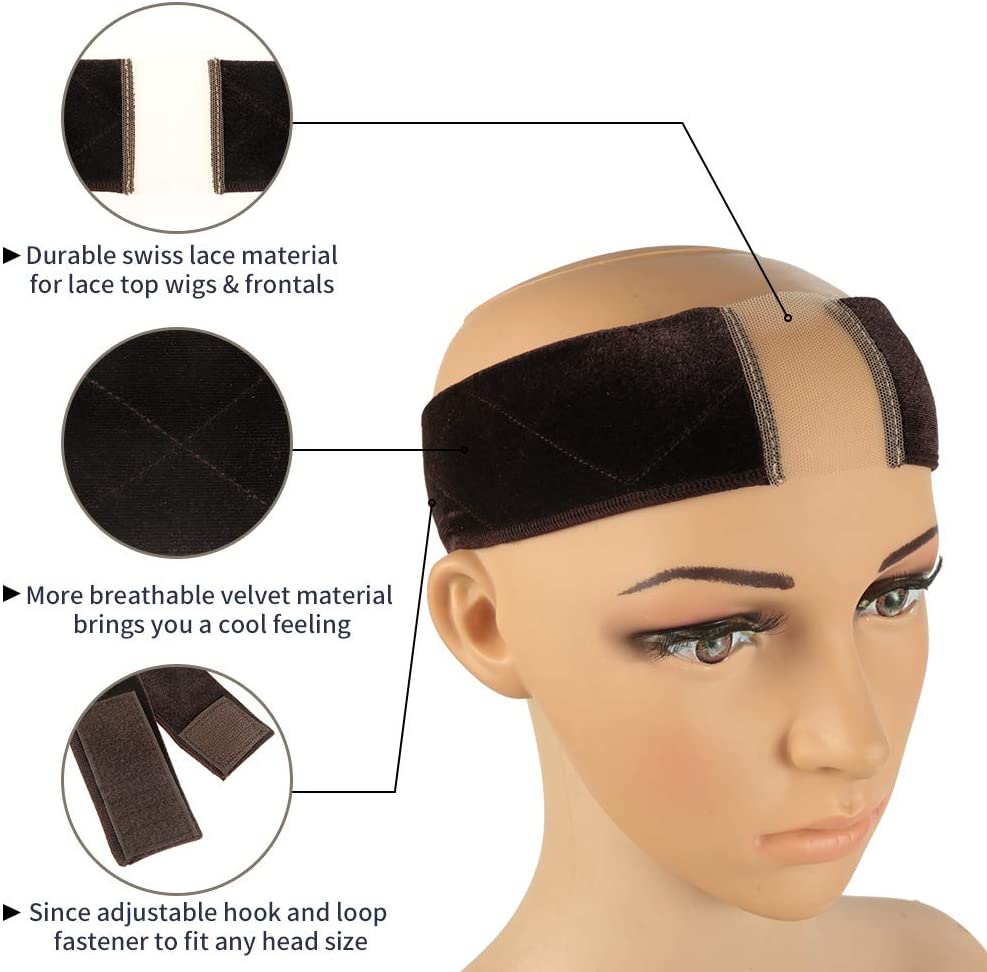 Wig Grip transparent Adjustable HeadBand Velvet Elastic Comfort Fastern Wig  Band