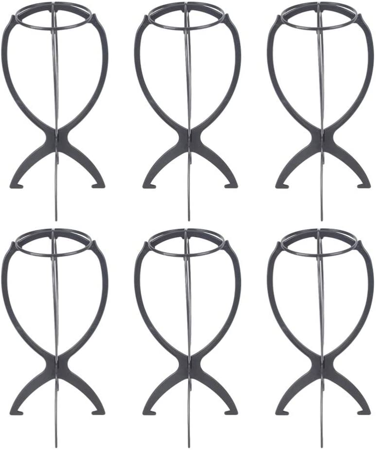 Estelle Wig Stand Holder  6pcs Portable Durable Plastic Folding Wig Holder Hairpieces Display Tool Stable Wig Stand Dryer حامل شعر مستعار 6 قطع قابل للحمل بلاستيك متين قابل للطي حامل شعر مستعار أداة عرض قطع شعر مستعار ثابت حامل مجفف