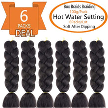Load image into Gallery viewer, Eestelle 6 Packs Ombre Jumbo Braiding Hair Extensions 24 Inch High Temperature Synthetic Fiber Hair Extensions 6 عبوات من وصلات الشعر المضفرة الجامبو أومبير أومبير 24 بوصة وصلات شعر من الألياف الاصطناعية بدرجة حرارة عالية
