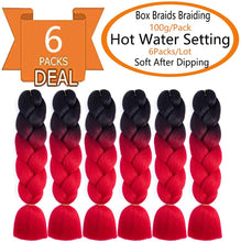 Load image into Gallery viewer, Eestelle 6 Packs Ombre Jumbo Braiding Hair Extensions 24 Inch High Temperature Synthetic Fiber Hair Extensions 6 عبوات من وصلات الشعر المضفرة الجامبو أومبير أومبير 24 بوصة وصلات شعر من الألياف الاصطناعية بدرجة حرارة عالية
