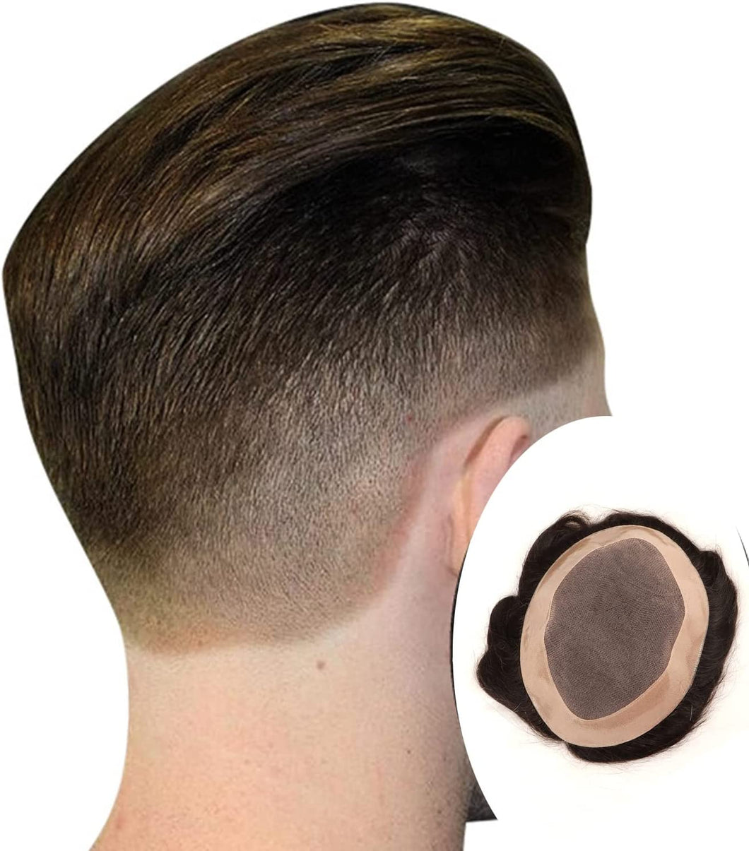 Estelle Australian Hair Patch for Men, 100% Human Hair, Natural Looking Thin Front Lace Hair Brown