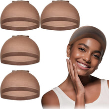 Load image into Gallery viewer, Wig Caps, 4 Pcs Stretchy Nylon Wig Caps Stocking Caps For Wigs Wig Caps For Wigs Women قبعات شعر مستعار ، 4 قطع قبعات نايلون بسط تخزين قبعات شعر مستعار قبعات شعر مستعار للنساء الباروكات

