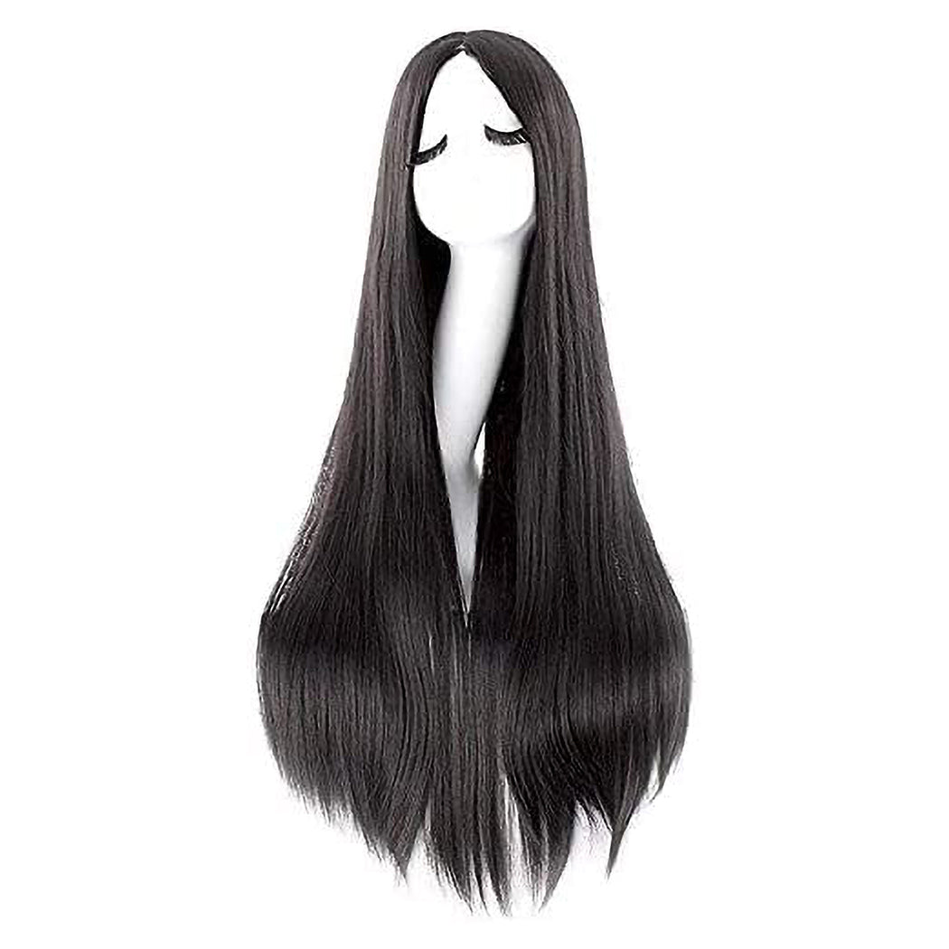 Estelle Fiber Heat Resistant Wig, Nature looking ,Curl, Bodywave, Straight, long, Short, Black, Brown, for Cosplay Daily Party Use Synthetic Hair Replacement Wig For Fashion Women (Black Straight No Fringe)