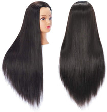 Load image into Gallery viewer, Mannequin Head Hair Styling Training Head Manikin Cosmetology Doll Head Synthetic Fiber Hair and Free Clamp Holder رأس عارضة أزياء رأس التدريب على تصفيف الشعر مانيكين التجميل دمية رأس شعر من الألياف الاصطناعية وحامل مشبك مجاني
