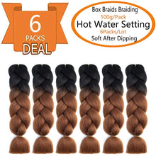 Load image into Gallery viewer, Eestelle 6 Packs Ombre Jumbo Braiding Hair Extensions 24 Inch High Temperature Synthetic Fiber Hair Extensions 6 عبوات من وصلات الشعر المضفرة الجامبو أومبير أومبير 24 بوصة وصلات شعر من الألياف الاصطناعية بدرجة حرارة عالية
