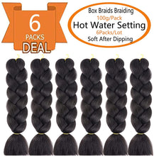 Load image into Gallery viewer, Eestelle 6 Packs Ombre Jumbo Braiding Hair Extensions 24 Inch High Temperature Synthetic Fiber Hair Extensions 6 عبوات من وصلات الشعر المضفرة الجامبو أومبير أومبير 24 بوصة وصلات شعر من الألياف الاصطناعية بدرجة حرارة عالية
