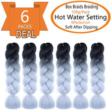 Load image into Gallery viewer, Eestelle 6 Packs Ombre Jumbo Braiding Hair Extensions 24 Inch High Temperature Synthetic Fiber Hair Extensions 6 عبوات من وصلات الشعر المضفرة الجامبو أومبير أومبير 24 بوصة وصلات شعر من الألياف الاصطناعية بدرجة حرارة عالية
