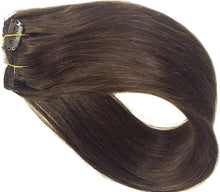 Load image into Gallery viewer, Clip In Remy Human Hair Extension ,  Silky Straight Weft, Dark Brown-مقطع في وصلات شعر ريمي بشري ، لحمة مستقيمة حريري ، بني داكن
