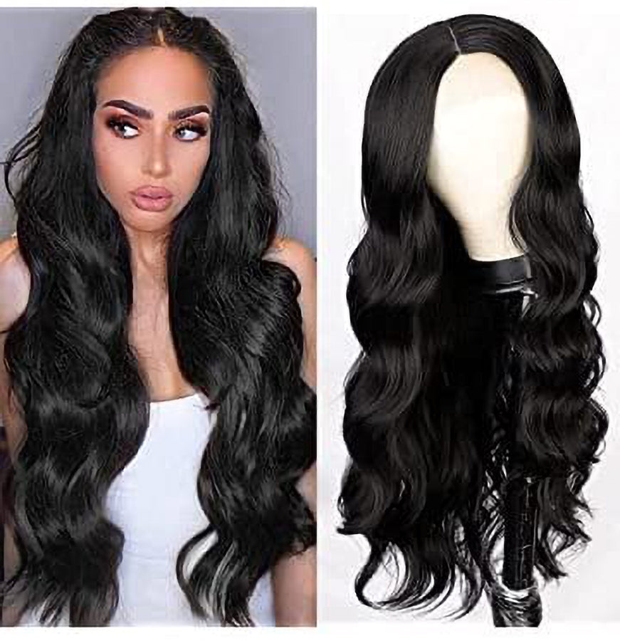 Estelle Fiber Heat Resistant Wig, Nature looking ,Curl, Bodywave, Straight, long, Short, Black, Brown, for Cosplay Daily Party Use Synthetic Hair Replacement Wig For Fashion Women (Black Wavy)