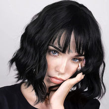 Load image into Gallery viewer, Estelle Fiber Heat Resistant Wig, Nature looking ,Curl, Bodywave, Straight, long, Short, Black, Brown, for Cosplay Daily Party Use Synthetic Hair Replacement Wig For Fashion Women (Short Black)

