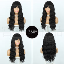 Load image into Gallery viewer, Estelle European Beauty Long Curly Big Waves With Bangs Mixed Hair Chemical Fiber Wig Headgear Wave Wigs Color No 1B Black

