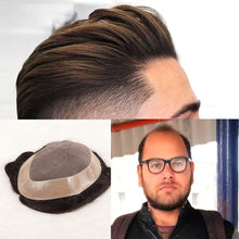 Load image into Gallery viewer, Estelle Australian Hair Patch for Men, 100% Human Hair, Natural Looking Thin Front Lace Hair Brown
