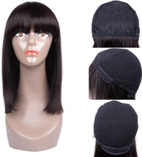 Load image into Gallery viewer, Estelle Short Bob Human Hair Wigs With Bangs Brazilian Virgin Human Hair Straight Bob Wigs 130% Density Glueless Machine Made Wigs Human Hair Wigs For Women
