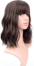 Load image into Gallery viewer, Estelle Natural Wavy Wig With Air Bangs Short Bob Wigs for Womens Shoulder Length Wigs Curly Wavy Cosplay Wig Bob Wig for Girls
