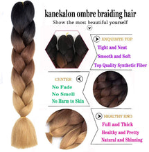 Load image into Gallery viewer, Eestelle 6 Packs Ombre Jumbo Braiding Hair Extensions 24 Inch High Temperature Synthetic Fiber Hair Extensions 6 عبوات من وصلات الشعر المضفرة الجامبو أومبير أومبير 24 بوصة وصلات شعر من الألياف الاصطناعية بدرجة حرارة عالية
