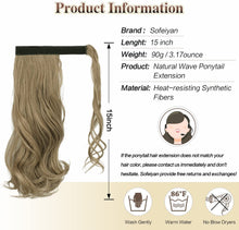 Load image into Gallery viewer, Curly Ponytail Extension 24 Inch Heat Resistant Synthetic Natural Wavy Hair Piece Wrap Around Ponytail Hair Extensions for Women وصلات شعر ذيل حصان مجعد 24 بوصة مقاومة للحرارة من الشعر الاصطناعي الطبيعي المموج قطعة ملفوفة حول وصلات شعر ذيل حصان للنساء
