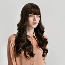 Load image into Gallery viewer, (De-c50)(Dark Brown) - Brown Wigs Long Wavy Wigs with Bangs for Women Natural Looking Full Wigs Heat Resistant Synthetic Wigs for Daily Party Cosplay Wear
