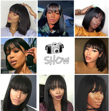 Load image into Gallery viewer, Estelle Short Bob Human Hair Wigs With Bangs Brazilian Virgin Human Hair Straight Bob Wigs 130% Density Glueless Machine Made Wigs Human Hair Wigs For Women
