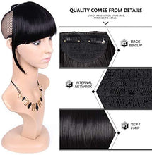 Load image into Gallery viewer, Estelle Bangs Clip in Hair Extensions Front Neat Bang Fringe One Piece 15cm Short Straight Hairpiece for Women مشبك الانفجارات في وصلات الشعر الأمامية الأنيقة بانغ هامش قطعة واحدة 15 سم قطعة شعر مستقيمة قصيرة للنساء
