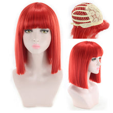 Load image into Gallery viewer, Eestelle 14&quot; Women Straight Bob Wig Women Wigs with Bangs Synthetic Party Halloween Wigs multicolor-Eestelle 14 &quot;باروكة مستقيمة بوب للنساء باروكات شعر مستعار صناعي لحفلات الهالوين متعدد الألوان
