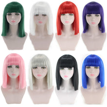 Load image into Gallery viewer, Eestelle 14&quot; Women Straight Bob Wig Women Wigs with Bangs Synthetic Party Halloween Wigs multicolor-Eestelle 14 &quot;باروكة مستقيمة بوب للنساء باروكات شعر مستعار صناعي لحفلات الهالوين متعدد الألوان
